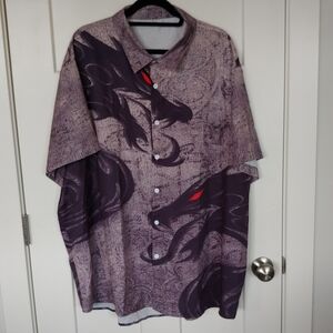 Graphic Button-Up Shirt with Dragon Design